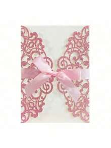 Paquete de 10 invitaciones de boda cortadas con láser, brillantes y en color plateado y dorado claro (incluye tarjetas en blanco, sobres y moños de cinta), tarjetas de invitación elegantes y de alta calidad para bodas y fiestas - Multicolor - Ver 41
