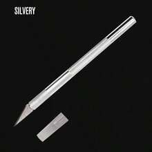 1 pieza Cuchillo de talla artesanal, para cortar papel, hacer tarjetas, manualidades de recorte de ventanas, juego de herramientas de precisión, adecuado para proyectos de talla de arte y manualidades DIY - C-metal plateado - Ver 10