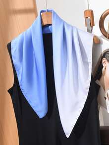 1件海洋藍漸層 70*70cm 正方形圍巾，女款優雅頸巾髮帶包飾緞帶，適用海灘度假、派對、旅行 - 藍色漸變 - 查看 2