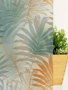 ihomeli Tropical Vegetation Print Static Adhesion Window Film, Vintage PVC Frosted Glass Privacy Film, Self-Adhesive Translucent Glass Sticker - Multicolor - View 2