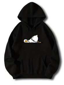 Hombre003 Sudadera Casual Para Hombre in Estampado de Pato Lindo  Cómoda Sudadera de Bolsillo Canguro, Manga Larga, Sudadera in Capucha y Cordón para - Negro - Ver 1