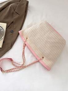 Fashionable Woven Shoulder Bag For Spring 2026, Suitable For Daily Use, Casual Outings, Travel, And Vacations - 柔和淡色 - 查看 6