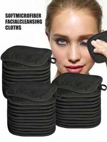 12/6/3/1pc Reusable Edged Makeup Remover Pads, Loose Washable Makeup Wipes, Hypoallergenic Makeup Base Round Cleansing Pad, Soft Hypoallergenic, Suitable For Face, Eyes, Skincare And Makeup Removal - Black - View 1