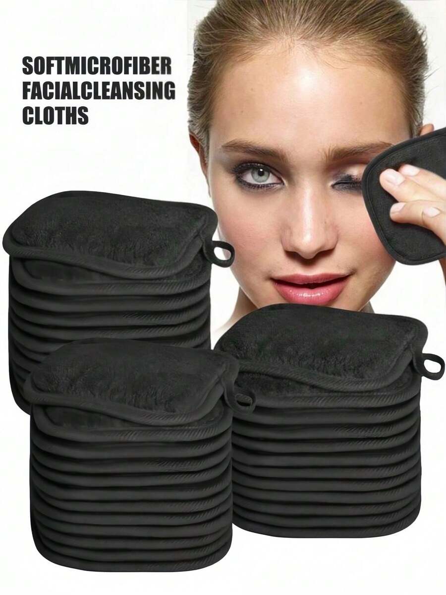 12/6/3/1pc Reusable Edged Makeup Remover Pads, Loose Washable Makeup Wipes, Hypoallergenic Makeup Base Round Cleansing Pad, Soft Hypoallergenic, Suitable For Face, Eyes, Skincare And Makeup Removal - Black - View 1