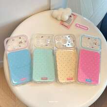 GUCADI Summer Dopamine Polka Dot Phone Case, Compatible With Apple 17 Pro Max, 16, Transparent Cartoon Animal Pattern, 14 Full Coverage, 15 Personalized, Girly Style, Geometric Pattern, Simple And Fresh, Color Block, Niche, Style - Green - View 2