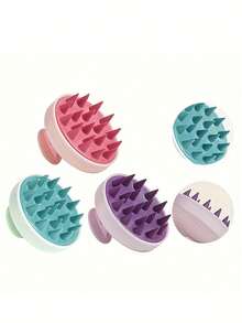 1pc Silicone Head Massager And Shampoo Brush, Suitable For Shower/Bath Use, Comfortable Grip To Remove Dead Skin, Shower Accessory, Gentle Exfoliation, Hygienic Design, Durable Material - Multicolor - View 4