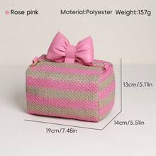 New Striped Bow Knot Makeup Bag, Large Capacity Premium Feel Women's Cosmetic Storage Bag,Back To School - View 11
