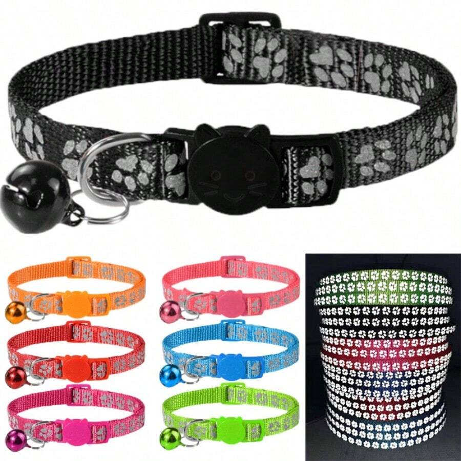 Reflective Collar With Bell Compatible With Apple AirTag Tracker Locator Protective Case Cat Neck Collar - Multicolor - View 1