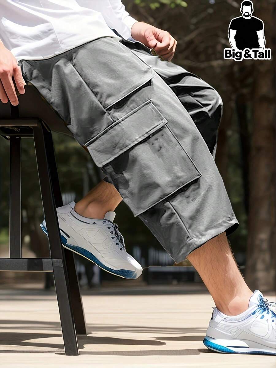 Men's 7/8 Length Casual Work Pants, Plus Size - 深灰色 - 查看 1