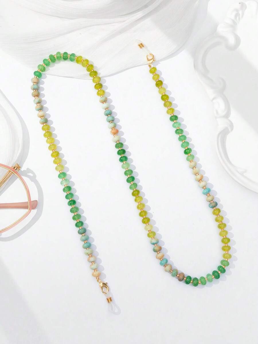 1 pieza Cadena de gafas de vidrio con cuentas de colores minimalista y de moda, anti-pérdida, color aleatorio