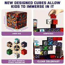 Mine World Magnetic Building Blocks, Sword of the End, Cabin in the Woods, Magnetic Cubes, STEM Sensory Cube Set, Gift for - Oso de medianoche - 300 unidades - Ver 5