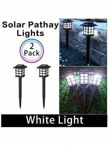 2入組與6入組 LED 太陽能花園燈，塑膠戶外燈籠式路徑照明燈，600mAh 鎳電池供電，簡易安裝，適用於走道、庭院與社區裝飾－白光、暖光與彩色光 - Small House - 查看 12