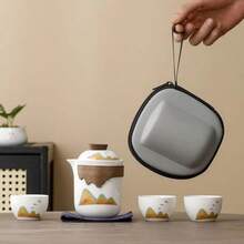 1pc Set {Tea Strainer Teapot Teacup} Multi-Functional Travel Tea Set, Portable Ceramic Teapot With Teacup And Protective Storage Box For Outdoor Adventure - Multicolor - View 7