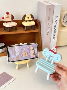 1pc Cute Creative Chair Phone Stand, Desktop Phone Tablet Universal Holder, Multifunctional Phone Stand, Bedside Creative Phone Stand, Plastic Material Durable And Sturdy, Easy To Carry, Stable Placement, Convenient For Watching Videos, Reading Novels, Cartoon Cute Dormitory Desktop Ornament Binge-Watching Essential - Multicolor - View 10
