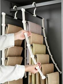 1pc/2pcs Multi-Layer Pants Rack - Space-Saving Foldable Design, Suitable For Effective Closet Organization, Plastic Multi-Layer Pants Rack, Suitable For Jeans, Leggings And Casual Pants, Home Pants Rack, Seamless Anti-Slip Storage, Easy To Assemble, Ideal For Holiday Preparation And Seasonal Wardrobe Management; Baby Room Storage, Perfect Gift For Valentine's Day, Mother's Day - Multicolor - View 2