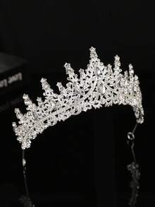 1件裝奢華半圓形皇冠水鑽飾品 婚禮新娘派對女性皇冠 皇家風格 Coronas - 銀色 - 查看 7