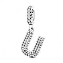 1 pièce Pendentif initial A-Z en argent sterling S925 de style minimaliste romantique, hypoallergénique, convient pour bracelet original, fabrication de bijoux DIY pour femmes, cadeau d'anniversaire - Blanc - Voir 29