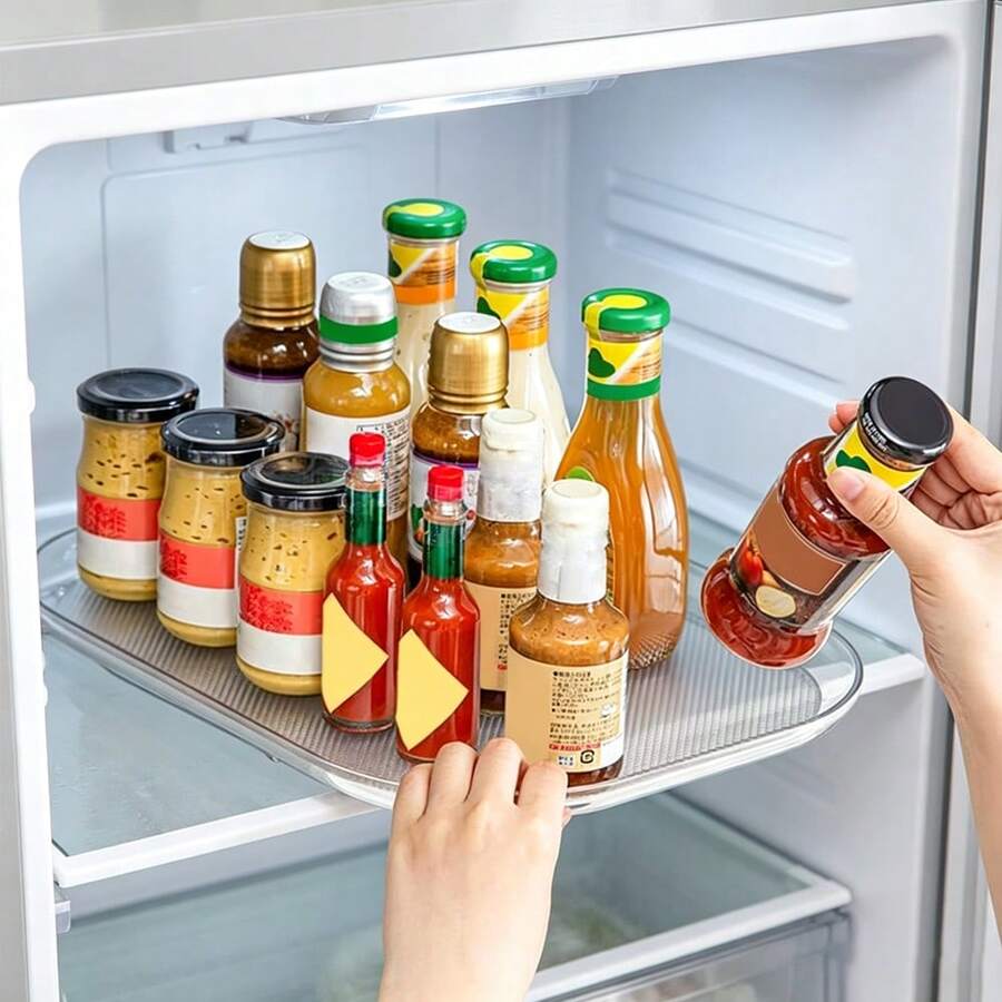 1pc 360° Rotating Non-Slip Lazy Susan Organizer For Fridge, Kitchen Countertop & Pantry - Clear Plastic Turntable For Easy Storage & Organization, Kitchen Storage Solution, Countertop Storage, Visible Contents, Kitchen Organizers And Storage - View 1