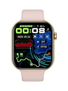1Pc Pria Wanita Berwarna Merah Muda Tali Silikon Sporty Pedometer Memanggil Smartwatch dan Monitor Detak Jantung Multi-Fungsi Tahan Air Dial Persegi smart Watch, Kompatibel dengan Android iPhone - Berwarna merah muda - View 12