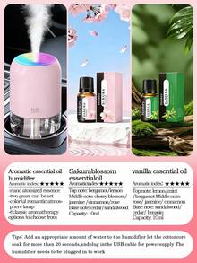 Portable 200ml Mini Cold Mist Aromatherapy Humidifier Set, Suitable For Car/Home, USB Powered, 3 Colors Optional, With Color-Changing LED Night Light, Ultra-Quiet Operation, Auto Shut-Off, Includes 6 Essential Oils, Ideal Gift Choice - A - View 16