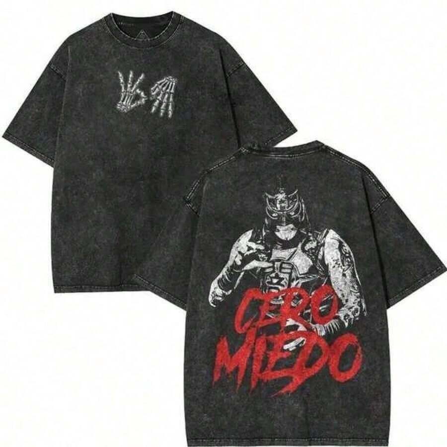 1 Camiseta Retro Limitada Penta Cero Miedo, Camiseta Gráfica de Lucha Libre, Camiseta Vintage de Lucha Libre, Camiseta Unisex de Algodón Lavado al Ácido para Luchadores Profesionales, Regalo - Negro - Ver 1