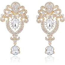 2件裝水晶胸針，金/銀色亮面透明水鑽花朵飾品，新娘婚禮女性胸花胸針配件 - 金色 - 查看 1