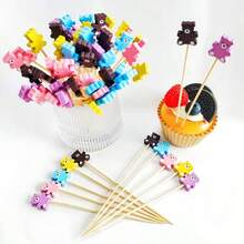 Creative Colorful Bear-Shaped Fruit Picks & Cocktail Picks, Bamboo Food Picks, Suitable For Parties - Multicolor - View 4