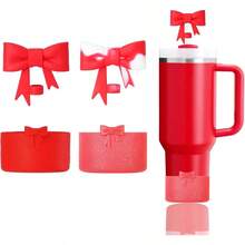 Juego de accesorios de copa que incluye 2 botas de silicona para StanleyCup vaso de 40 onzas y 30 onzas, 2 cubiertas de pajita de lazo para popotes StanleyCups de 0.4 pulgadas/10 mm - Rojo y rojo brillante - Ver 2