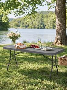 1pc-Gray Stretch Spandex Tablecloth 6FT, Fitted Rectangular Table Cover For 72 X 30 Inch Tables, Washable Elastic Tablecloth For Parties, Weddings, Banquets And Outdoor Events - Grey - View 10