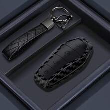ABS Carbon Fiber Car Key Case Cover Shell For BYD Qin Plusdmi Atto 3 EV Dolphin Durable 4 Buttons Protected Keychain Fob Bag - Type a - View 7