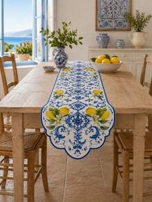 1 Taplak Meja Poliester Motif Ubin Delft Biru dan Lemon Kuning, Bendera Meja Panjang Berbentuk Kipas Klasik, Cocok untuk Piknik Musim Semi dan Musim Panas, Perayaan Thanksgiving Musim Gugur, Pernikahan Musim Dingin, Taman Luar Ruangan, dan Dekorasi Meja Dapur Rumah. - MultiWarna - View 7