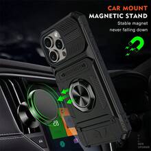 Funda para teléfono Apple de última generación con inserto oculto, soporte de anillo magnético para teléfonos móviles y fundas mecánicas. RED - Rojo - Ver 4