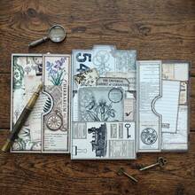 Vintage Curiosity Reverie Junk Journal Folio Kit, kreatives Folio-Heft & Mini-Ordner-Set, Vintage Junk Journal Dekorationszubehör, DIY Sammelalbum Handarbeits-Set für handgemachte Projekte mit Anleitungsvideo - YC0038 - Übersicht 6