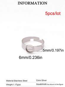 5pcs Stainless Steel Round Open Rings Findings Resin Stone Blank Cabochon Cameo Ring Base For DIY Jewelry Making Accessories - DIY Ring - View 14