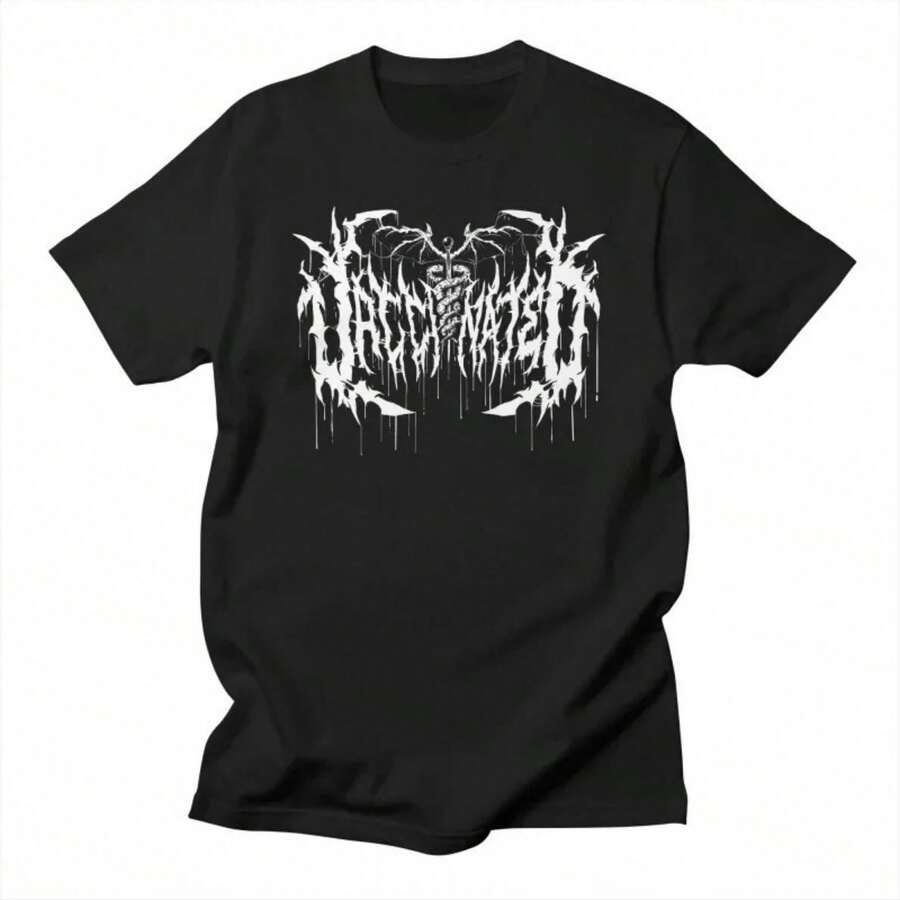Women's Casual Cotton T-Shirt With Unique Gothic Print, Short Sleeve, Round Neck, Regular Fit, Urban Style, 100% Cotton. - 1 - 查看 1