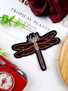 1個復古蜻蜓絨毛刺繡貼布，手工串珠昆蟲燙貼補丁，衣物包包DIY裝飾配件 - 多色 - 查看 7