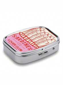 1pc Hand-Painted Herring Theme Square Pill Box, Compact Double-Layer Storage Box, Perfect For Home Use And Travel, Ideal For Pockets And Bags, Unique Gift Choice - Multicolor - View 6