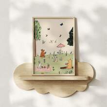 1pc Frameless Whimsical Fairytale Forest Animal Picnic Theme Cottagecore Wall Art - Playful Room Decor, Cute Storybook Print For Bedroom, Apartment, Dorm, Living Room, Nursery, Room, Decoration, Prints For Wall, Best Gift Choice - Cartoon - View 3