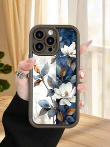 1 pieza funda de teléfono con diseño de magnolias blancas sobre fondo azul y blanco, estilo artístico y elegante, TPU suave, protección completa antiimpacto y antideslizante, compatible con iPhone17 ProMax/16/15/14/13/12/11/Plus/Pro/ProMax, compatible con Galaxy A34/A35/A54/A55, Galaxy S20/S21/S22/S23/S24/S25 Ultra/Plus, compatible con Galaxy/Redmi/Honor/OPPO/ViVo - Burdeos 2 - Ver 7
