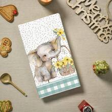 2 Packs Cute Elephant Kitchen Towels 16*24 Inches Machine Washable Reusable Dish Cloths For Cooking Baking Kitchen Decor. - Multicolor - View 9