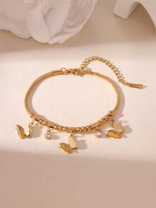 1pc Minimalist Fashion Butterfly Star Bracelet, Light Luxury Versatile Stainless Steel Chain Jewelry - Multicolor - View 3
