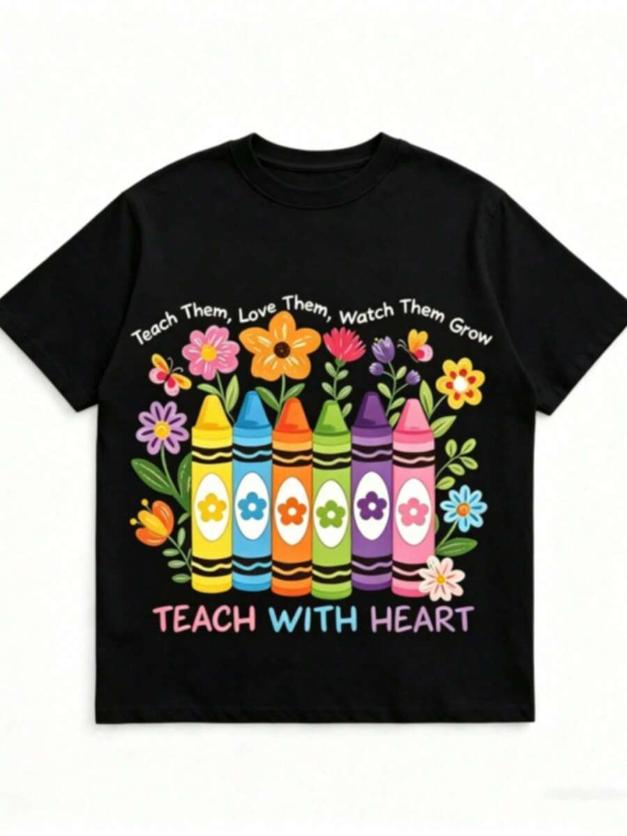 1 pieza Camisetas de mujer, formal ajustado manga corta algodón, toy primavera para oficina, transpirable - Negro - Ver 1