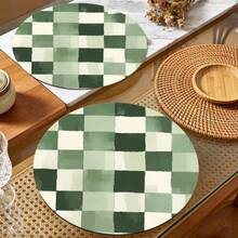 1/2/4/6/8/300pcs Vintage Red Plaid Pattern Luxury Placemat Set, Machine Washable Polyester Material, Stain-Resistant, Waterproof, Easy To Clean, Suitable For Party And Kitchen Decor - Multicolor - View 13