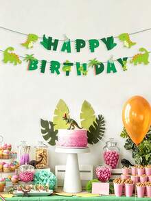 Dinosaur Happy Party Decorations, Dinosaur Happy Birthday Banner, Hanging Decor, Dinosaur Cake Toppers, Suitable For Dinosaur Theme Birthday Party Decoration, Baby Shower - Multicolor - View 4