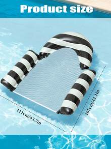 Portable Foldable U-Shaped Backrest Water Float, Colorblock Striped Hollow Mesh Inflatable Floating Chair, Outdoor Beach Hot Spring Water Play Floating Mat - U-shaped - View 7