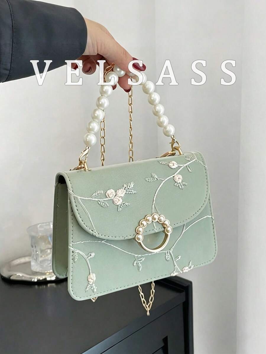 Fashion Chain Handbag Floral Shell Crossbody Bag Women Shoulder Bag , Green,Birthday Gifts For Her, Holiday Gift Bag,Gifts For Women,Purse,Bags - 綠色 - 查看 1