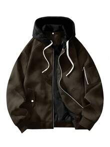 Men's Loose Fit Motorcycle Leather Jacket With Hood, New Autumn/Winter Style - Rust Brown - View 11