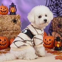 1pc Pet Hoodie, Halloween Mummy Print Hoodie Suitable For Cats And Dogs In Autumn/Winter Season And Holiday Use - Beige - View 9