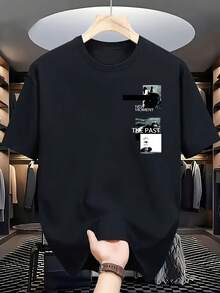 Men's Fashion Printed T-Shirt - 黑色 - 查看 1