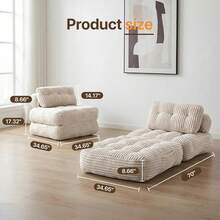 Folding Sofa Bed, Boneless Chair With Pillow Sleeper Sofa With Back Support, Sleeper Chair Portable Fold Out Chair Bed Comfy Foldable Mattress For Living Room, Beige, Single - 米色 - 查看 10